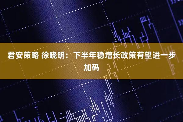 君安策略 徐晓明：下半年稳增长政策有望进一步加码