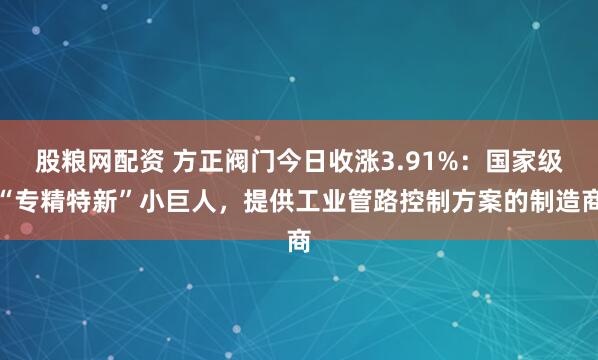 股粮网配资 方正阀门今日收涨3.91%：国家级“专精特新”小巨人，提供工业管路控制方案的制造商