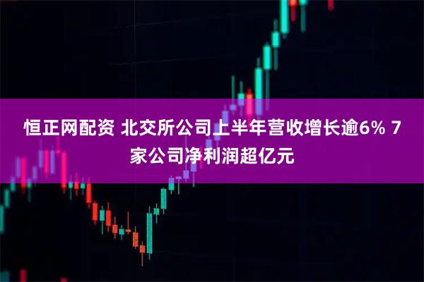 恒正网配资 北交所公司上半年营收增长逾6% 7家公司净利润超亿元