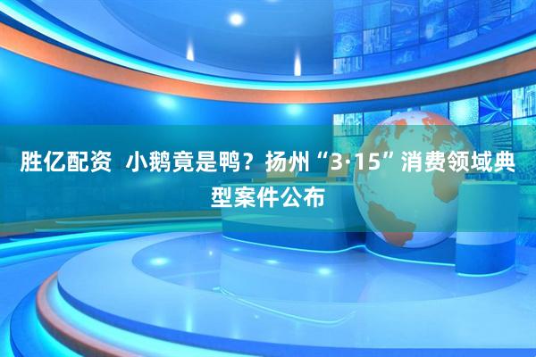 胜亿配资  小鹅竟是鸭？扬州“3·15”消费领域典型案件公布